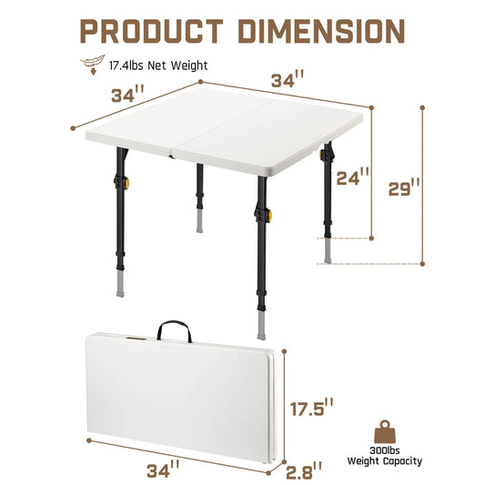 FanttikOutdoor Zeta S4 Pro 34" Square Folding Table